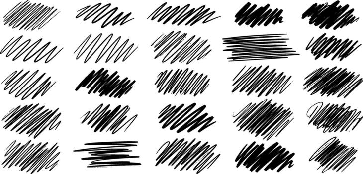 Collection of Hand Drawn Scribble Shapes in Black Ink for Graphic Design Elements vector