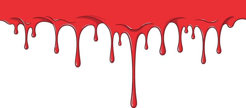 Vibrant Red Dripping Liquid Graphic with Abstract Flowing Paint Effect on a Clean White Background for Design vector