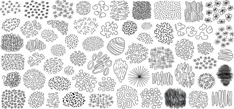 A versatile collection of hand-drawn doodle patterns, textures, and abstract shapes perfect for creative design projects vector