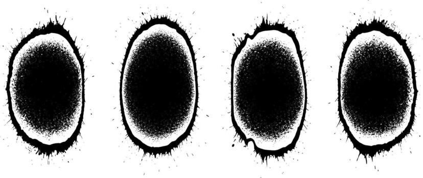 Abstract ink splatters isolated on white background, artistic brush stroke elements vector