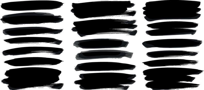 Abstract black brush stroke collection for graphic design elements and expressive artistic textures vector