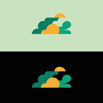 Abstract cloudscape illustration with sun and clouds design graphic art template stock image vector