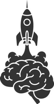 Brain rocket launch for idea and innovation concept vector