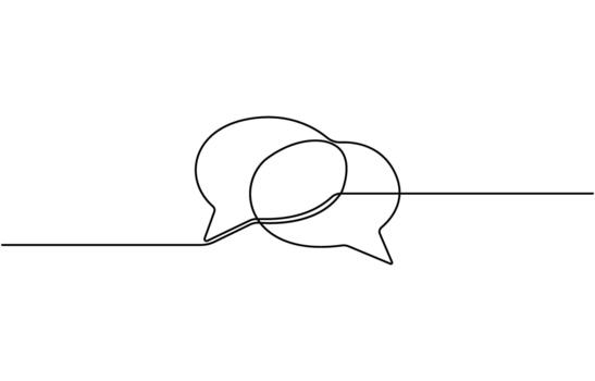 Speech bubbles continuous one line drawing, Empty speech minimalist simple linear style illustration Pro vector