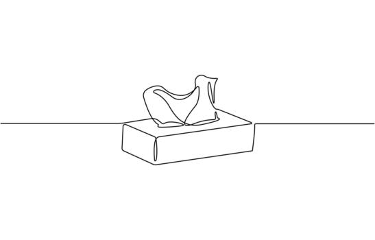 Continuous one line drawing of Tissue Box, Single line Tissue box icon, blank tissue box mockup concept sign vector