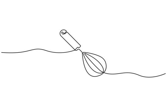 Balloon Whisk continuous one line drawing. Kitchen tools continuous single line illustration Graphic design vector