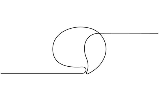 Speech bubbles continuous one line drawing, Empty speech minimalist simple linear style illustration symbol vector