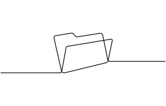 Continuous one line drawing of Folder documents, Paperwork, Business concept line art, business reports illustration Editable stroke vector