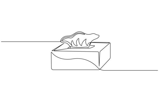 Continuous one line drawing of Tissue Box, Single line Tissue box icon, blank tissue box mockup concept design vector