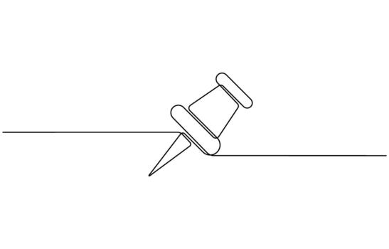 Continuous one line drawing of Push pin, Single line art of Paper pin, Pin icon concept Graphic design vector