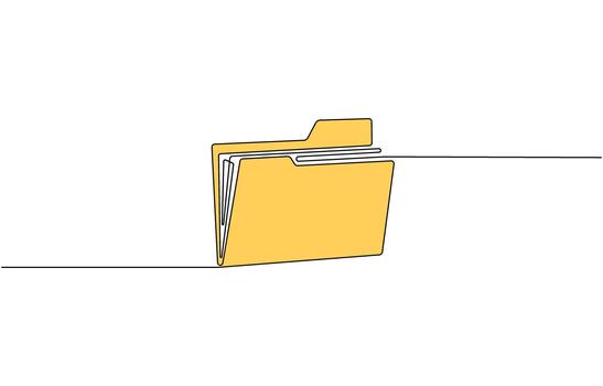 Continuous one line drawing of Folder documents, Paperwork, Business concept line art, business reports illustration Editable design vector