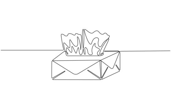 Continuous one line drawing of Tissue Box, Single line Tissue box icon, blank tissue box mockup concept Eps 10 vector