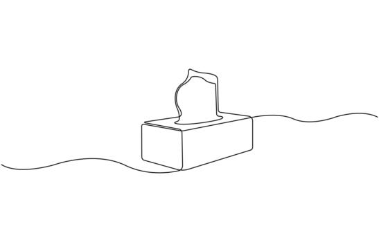 Continuous one line drawing of Tissue Box, Single line Tissue box icon, blank tissue box mockup concept Pro design vector