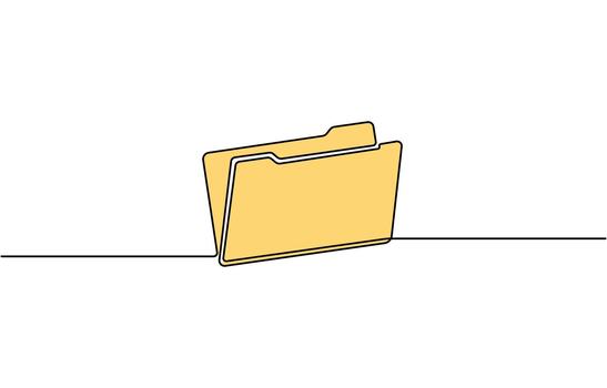 Continuous one line drawing of Folder documents, Paperwork, Business concept line art, business reports illustration Eps 10 vector