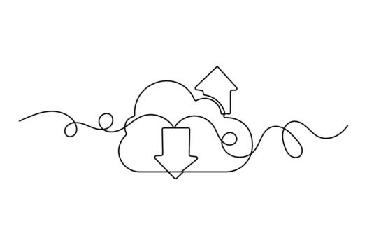 Modern cloud computing icon simple line illustration vector