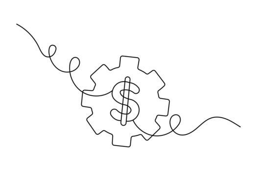 Minimalist outline dollar created with one continuous line vector
