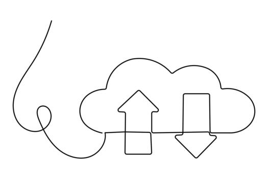 Cloud data icon in clean continuous line style vector