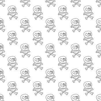 A seamless pattern with a skull and crossbonesa vector