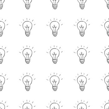 Light bulb seamless pattern on white background vector