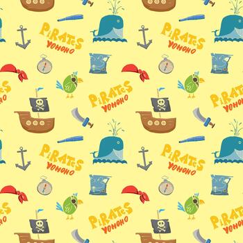 un modelo con piratas y otro artículos vector