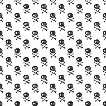 un sin costura modelo con un cráneo y tibias cruzadas en blanco antecedentes vector