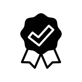 Quality Check Ribbon solid black icon design good for web or mobile app vector