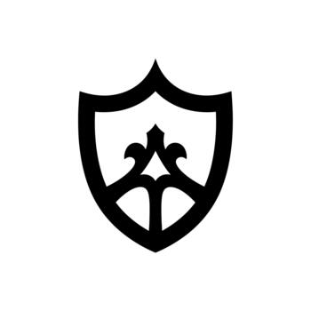 Stylized Security Shield with Ornate Swirl Element vector