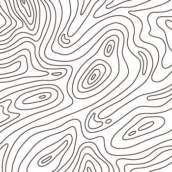 Square background of abstract growth rings of a tree. Linear design of a wooden stump. Tree cut hand drawn line pattern. topographic map concept. vector
