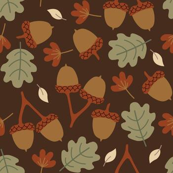 otoño y otoño bellota sin costura modelo vector