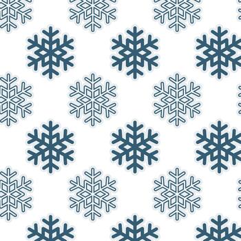 Minimal seamless pattern with blue geometric snowflake on a light background. Winter decorative design for wrapping, fabric, and seasonal projects. vector