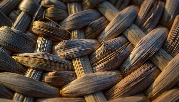 Close-up of Woven Wooden Strips in Natural Light for Rustic Craft or Flooring Applications photo