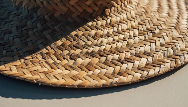Close-up of Straw Hat with Woven Texture in Natural Light photo