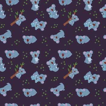 sin costura modelo de linda koalas en oscuro antecedentes. interminable texturas para tu diseño vector