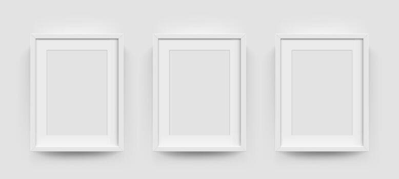 Three white empty frames on a gray background vector