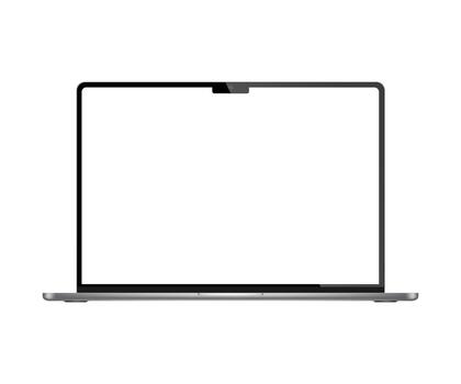 A laptop computer with a blank screen on a white background vector