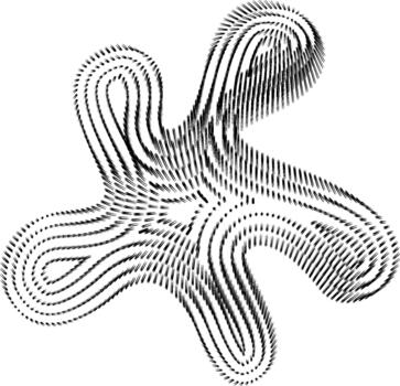 Abstract mesh shape with artistic lobe-like strokes and distorted textures in an organic fluid composition. vector