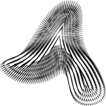 Abstract distorted mesh shape featuring fluid contour lines and dynamic texture forming a freeform organic structure. vector