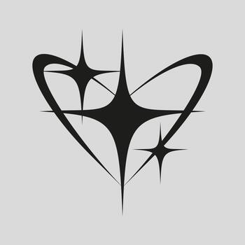 Y2K style element heart shaped with sparkles. Futuristic illustration. Perfect for design, branding, logo, and print. vector