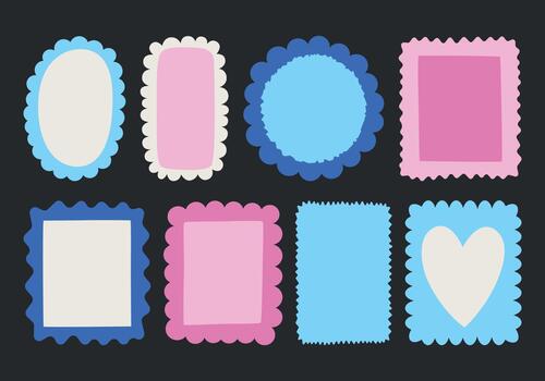 Cute collection of hand drawn abstract designs, backgrounds, borders, templates, simple decors and frames in various shapes for creating posters, postcards and flyers. vector