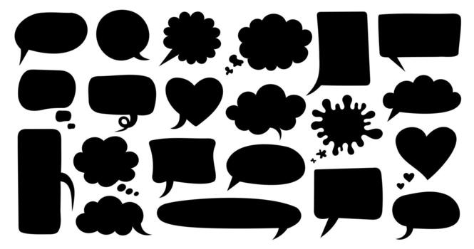 conjunto de negro habla y pensamiento burbujas en varios formas ilustración de comunicación vector