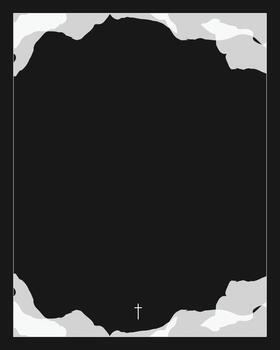 grunge background with frame for funeral. leaves frame vector
