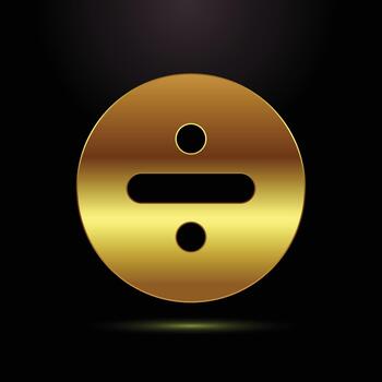 Golden Division Sign in Circle Frame for Math Calculations vector