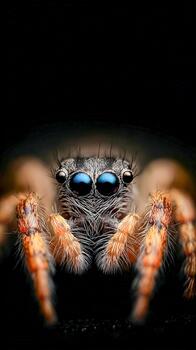Close-up view of a colorful spider displaying intricate patterns and details photo