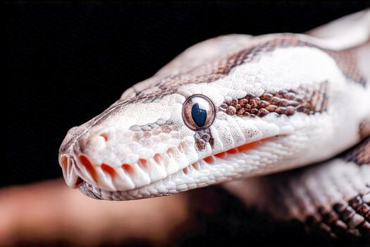 Close encounter with a beautiful snake showcasing its vivid patterns and features photo