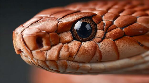 Close view of a vibrant snake showcasing intricate scale details in natural light photo