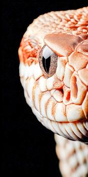 Close-up of a detailed snake's head showcasing unique colors and patterns photo