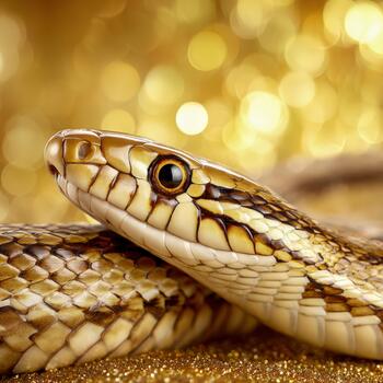 Close view of a beautiful snake displaying intricate patterns on its skin photo
