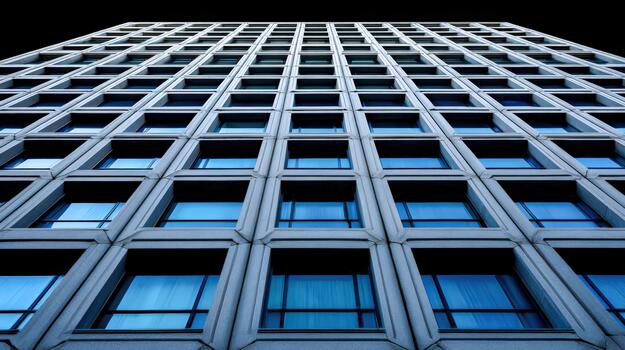 Modern architectural design of a high-rise building showcasing its facade photo