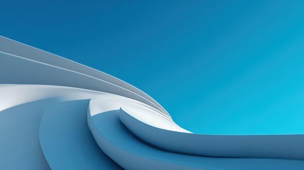 Modern architecture features smooth lines and shapes against a blue sky photo