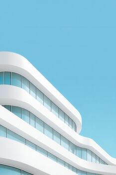 Modern architectural design featuring smooth lines and large windows photo